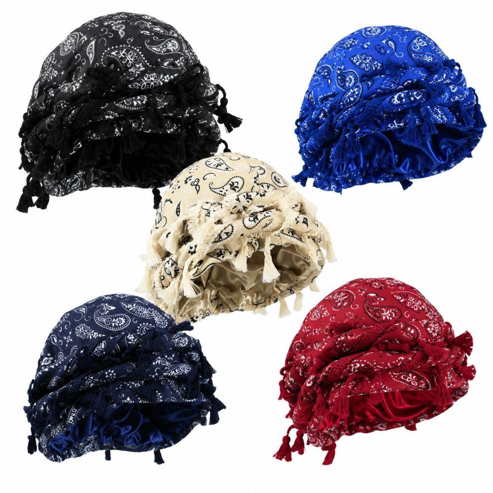 Tassel Twist Head Wraps Cashew Print Durag For Men Unisex Hair Wrap Scarf  Fashion Accessory