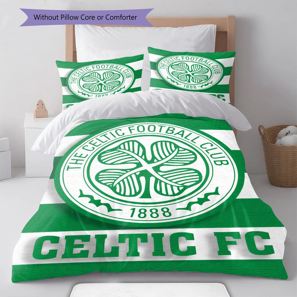 Celtic Football Club Pattern Bedding,Quilt Set Quilt Cover Pillowcase Home Birthday Gift (1 * duvet cover + 2 * pillowcase, without core)