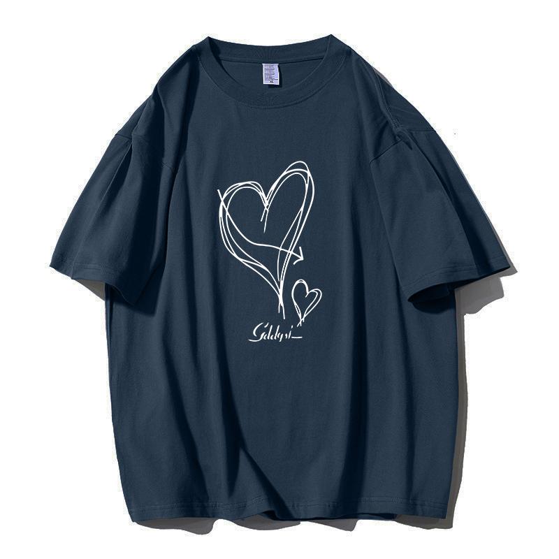 Shellsuning Kawaii футболки с принтом в виде сердца женские летние простые свободные футболки с круглым вырезом повседневные хлопковые женские топы на мягкой основе