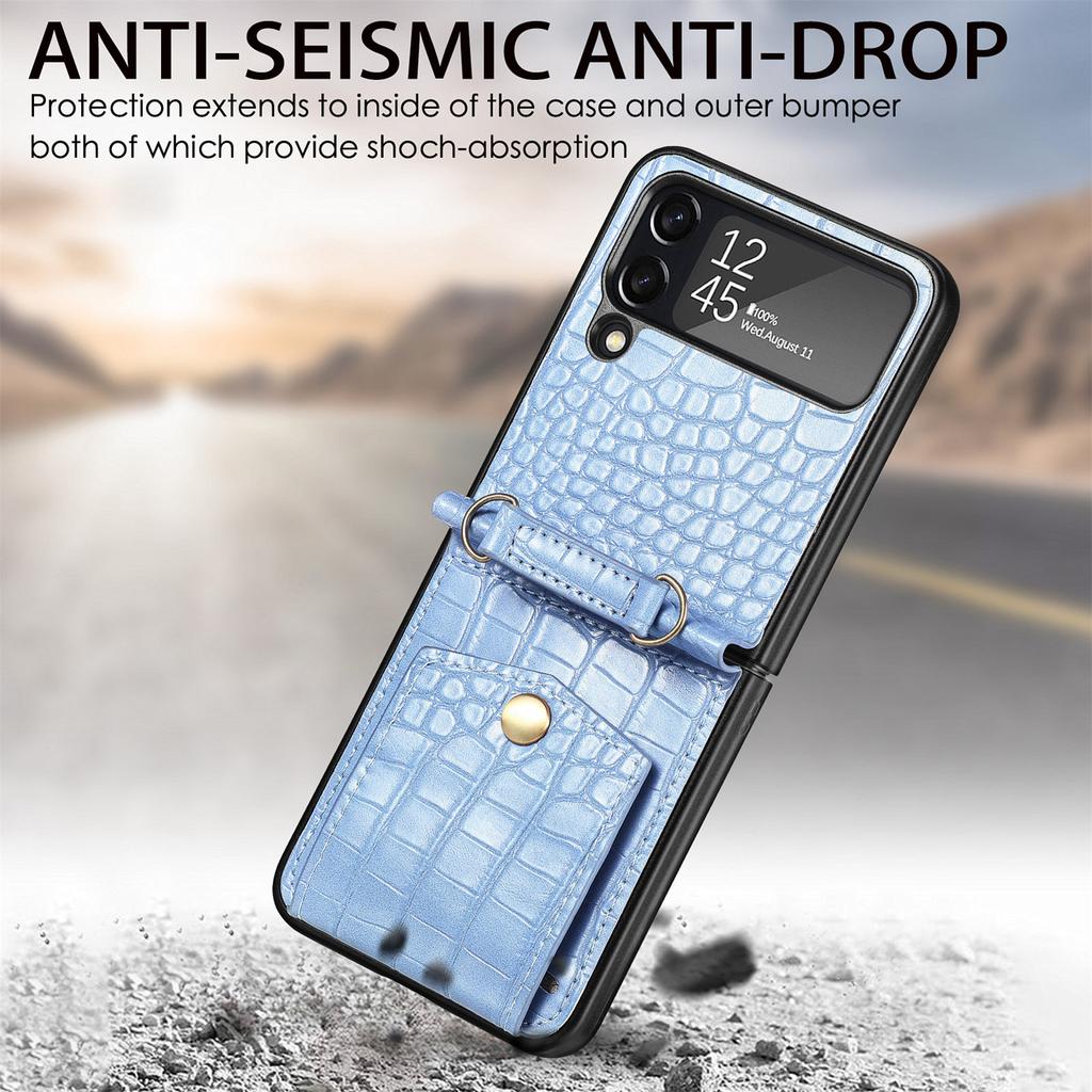 Противоударный ремешок, модный кожаный чехол-бумажник для Samsung Galaxy Z Flip 4 5G Flip4 Zflip4, карманный чехол для карт, аксессуары для телефонов, чехлы