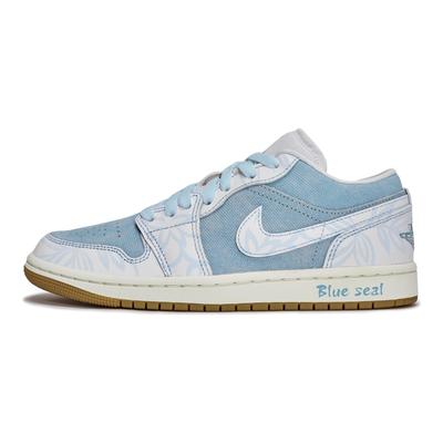 Air Jordan 1 ATHS Синие с принтом, окрашенные, износостойкие, низкие, винтажные баскетбольные кроссовки, женские, бело-синие, HQ2004-400(КомандаР-)