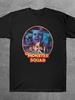 Unisexs Retro Monster Squad Pattern Tshirt Black Cotton Round Neck Casual Oversized Tshirt With Vibrant Movie Poster Design