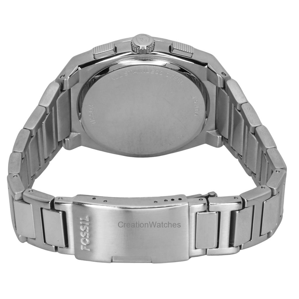 Fossil Мужские часы Everett Chronograph из нержавеющей стали с синим циферблатом и кварцевым механизмом FS6104