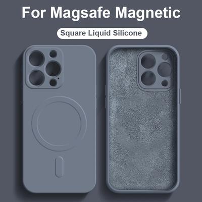Оригинальный жидкий силикон для беспроводной зарядки Magsafe, магнитный чехол для iPhone 16 15 14 13 12 11 Pro X XR XS Max 7 8, мягкий чехол