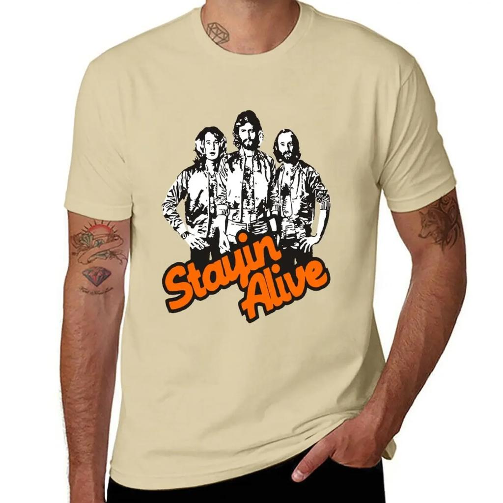 This awesome Bee Gees Stay in Alive T-Shirt plus sizes heavyweights Men's t-shirt