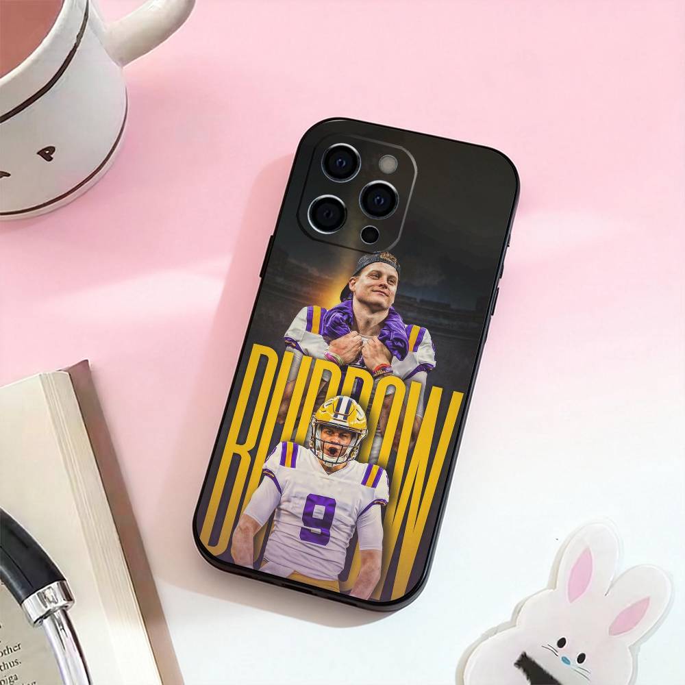 Sports J-Joe Burrow 9   Phone Case For iPhone 17,16,15,14,13,12,11 Plus,Pro Max,Soft Silicone Black Cover
