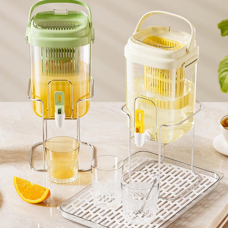 Large Capacity 2L Ice Bucket Water Jug With Filter Tap Durable PET Pitcher Summer Cold Brew Beverage Container For Refrigerator Kitchen Home