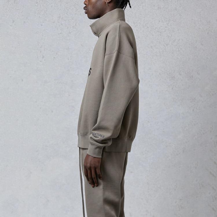 Fear of God Essentials Свитшот с полумолнией из флиса FW20 Унисекс Топы Тауп FOG-FW20-209