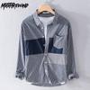 Корейская мода рубашки для мужчин молодежная уличная одежда повседневные топы чистый хлопок полоска вставка приталенная рубашка весна и лето мужская одежда