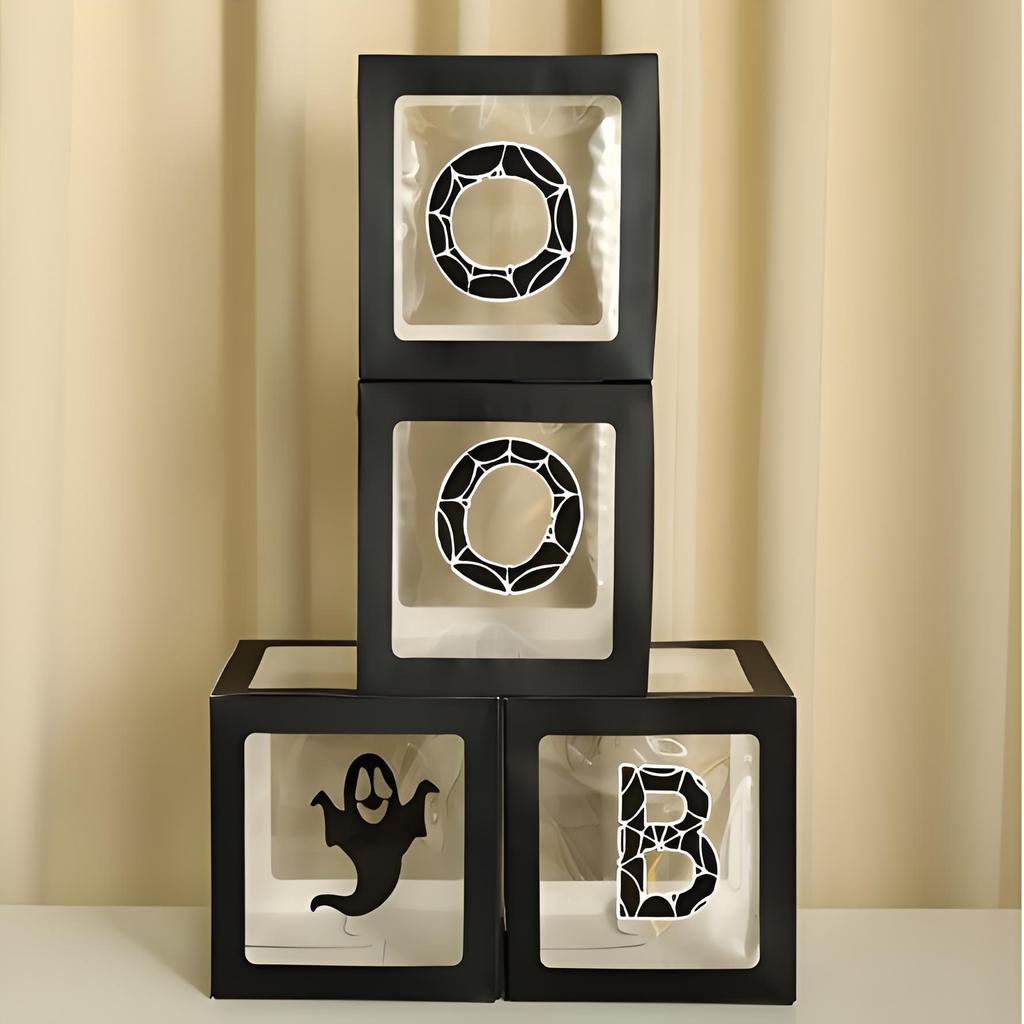 Halloween Balloon Decorations Set 3D Ghost Pumpkin Head Balloon Box Creative Party Decor Home Outdoor Scary Scene Setup Festive