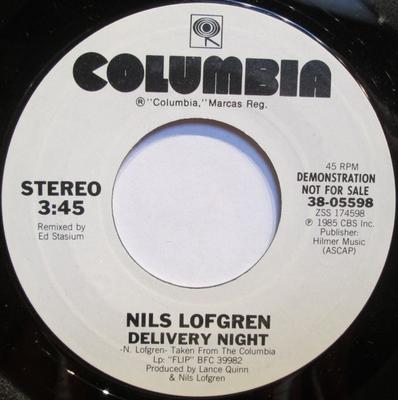 7-дюймовая пластинка NILS LOFGREN - Delivery Night 3805598PROMO Columbia 1985 США Рок Б/У