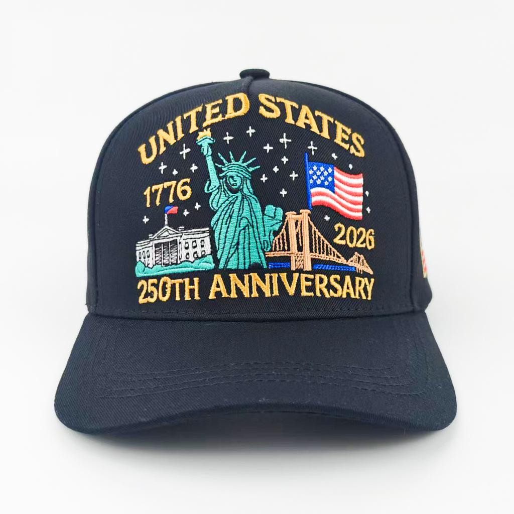 U.S. 250th Anniversary Retro Washed Adjustable Hat with Bald Eagle Common Fabric Patriotic American Style