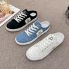 Spring and Autumn New Canvas Shoes Female Students Half Drag Lazy Versatile Breathable Casual