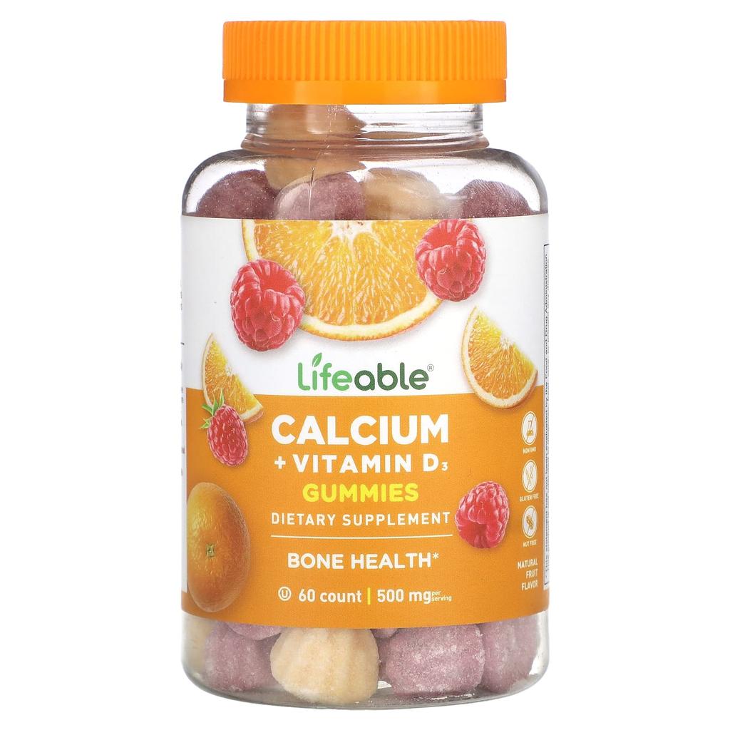 Calcium + Vitamin D3 Gummies, Natural Fruit Flavors, 60 Gummies