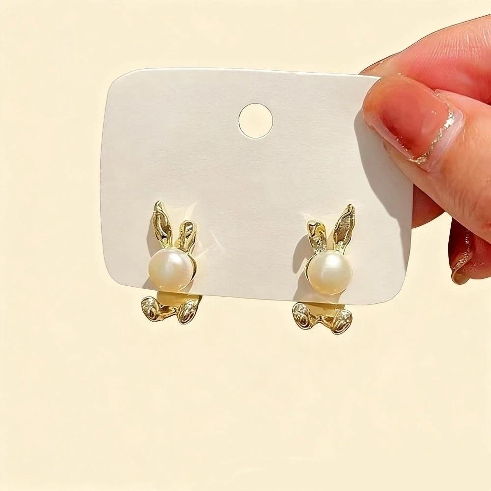 Cute Rabbit Earrings Sweet Ladies Pearl Earrings Accessories Rabbit Ear Studs Women