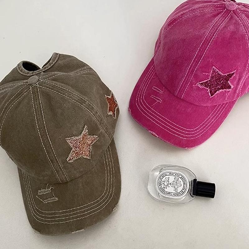 Бейсболка с высоким хвостом для женщин Snapback Hat Bone Hip Hop Регулируемая состаренная шляпа со звездой для пап Casquettes Female