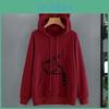 Hoodie Women Fall Yousheng Winter With Big Pocket Cat Ear Decor Kitty Printing Hooded Full Sleeves Loose Pullover Home School Sport Top