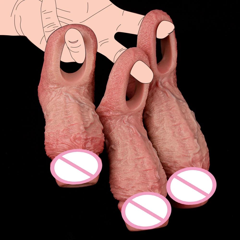 Реалистичный силиконовый рукав на пенис размера S M L XL с открытым концом, кольцо, реалистичный полый дилдо, секс-игрушка для увеличения пениса
