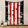 Red Stripes with Hearts and Daisies Pattern Patterned tapestry home decor, suitable for bedroom and living room, gift