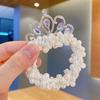 Fashion Pearl Crown Princess Hair Bands Elastic Rubber Bands Children Ball Hair Bun Ties Hair Styling Accessories