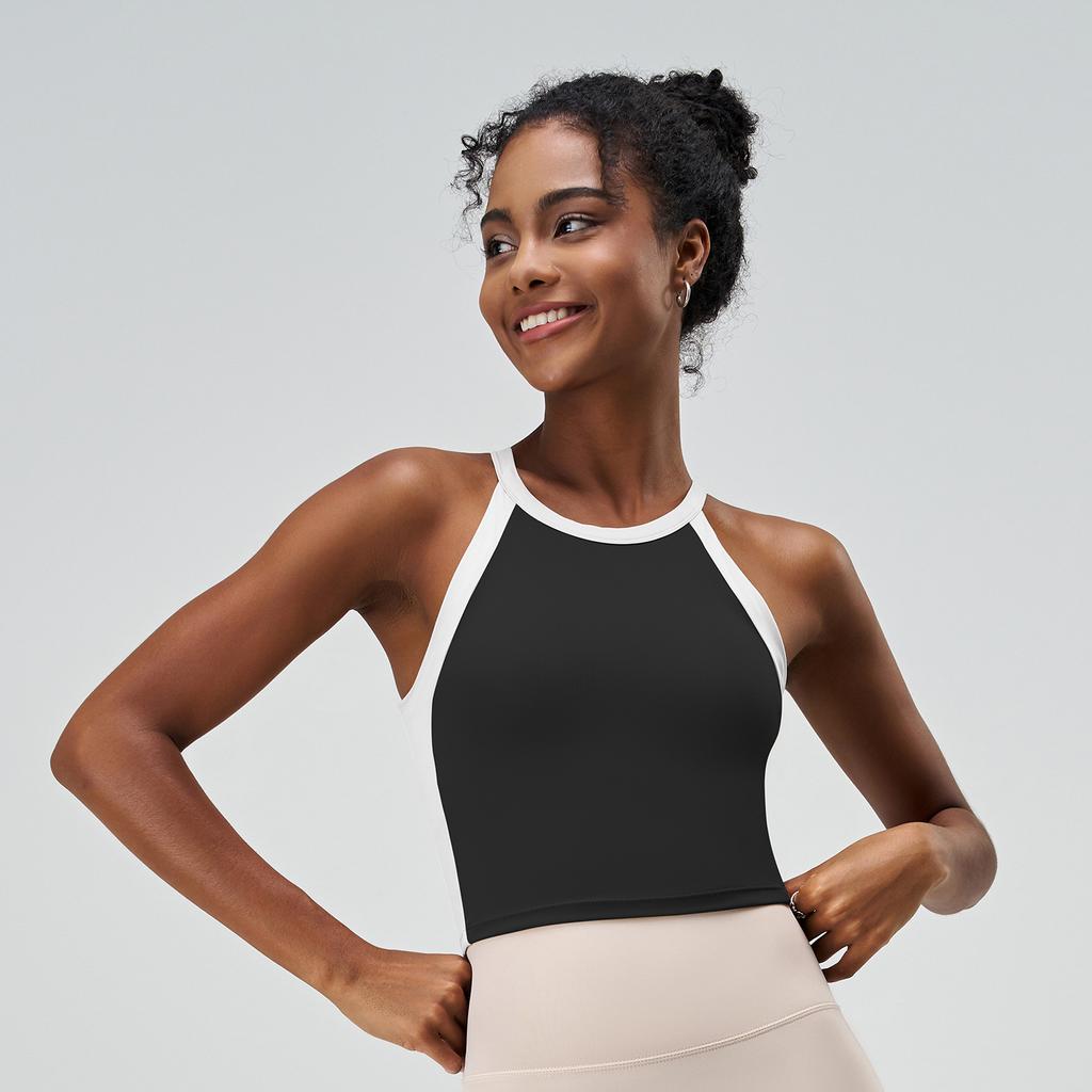 Женский удлиненный двухцветный противоударный спортивный топ-бюстгальтер без рукавов пуш-ап жилет для йоги