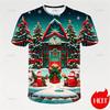 Summer Fashion 3D Merry Christmas Print T Shirt Cute Santa Xmas Christmas Trees Graphic T-shirts Women's Funny Snowflakes Tee Shirts