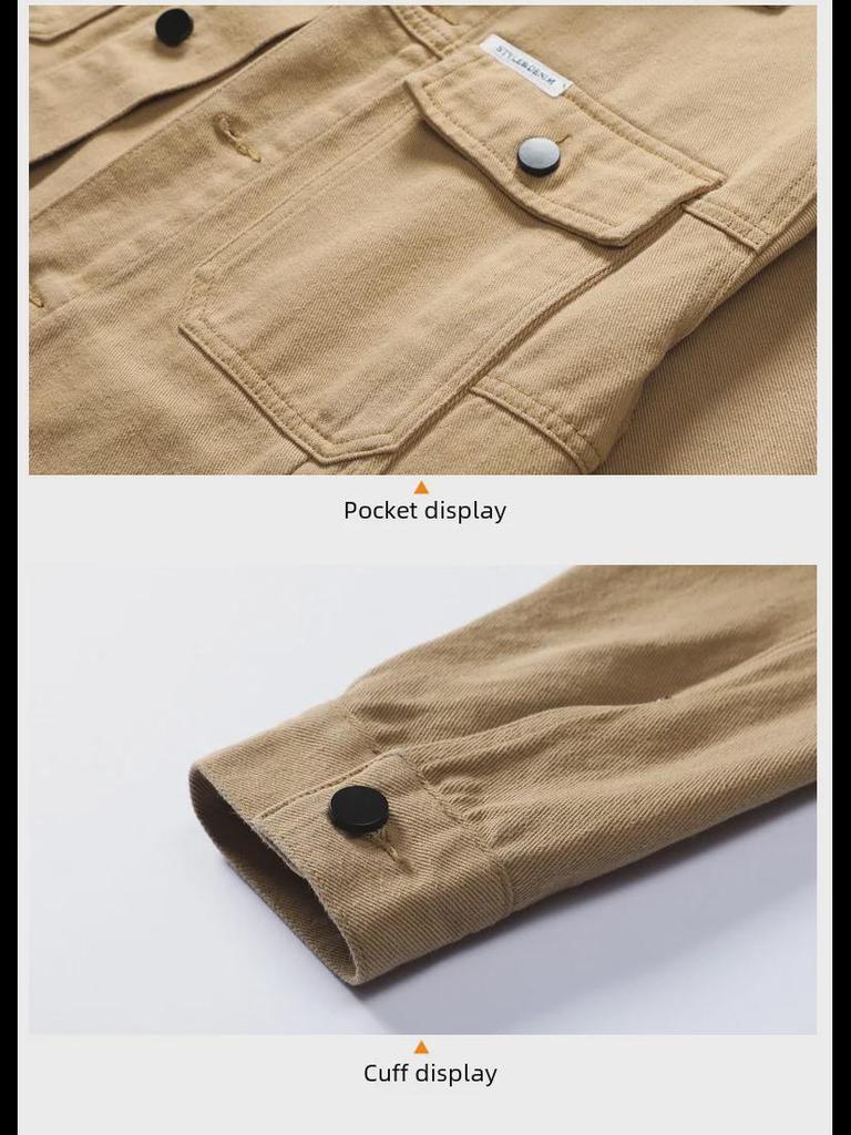 Мужская черная джинсовая куртка - повседневная рабочая одежда на весну и осень