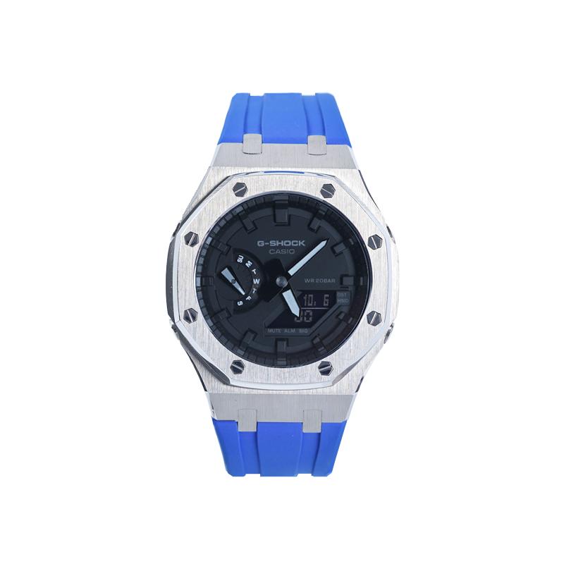 Casio Мужские часы с двойным дисплеем (жидкокристаллический/аналоговый) Серия Черные часы GA-2100-7A-