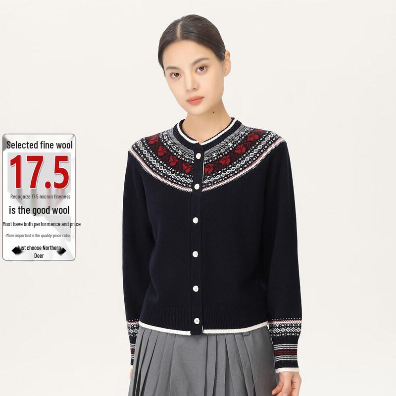 Beifanglu Fair Isle Jacquard Wool Cardigan