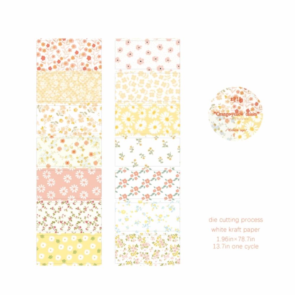 Floral Collection Series Decor Label Stickers Colored Adhesive Paper Tape New Washi Tape Journal