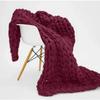 Knitted Handmade Warm Soft Large Coarse Woolen Blanket Pretty Gift For Winter Bed Sofa Girl All Season Sleeping Bag