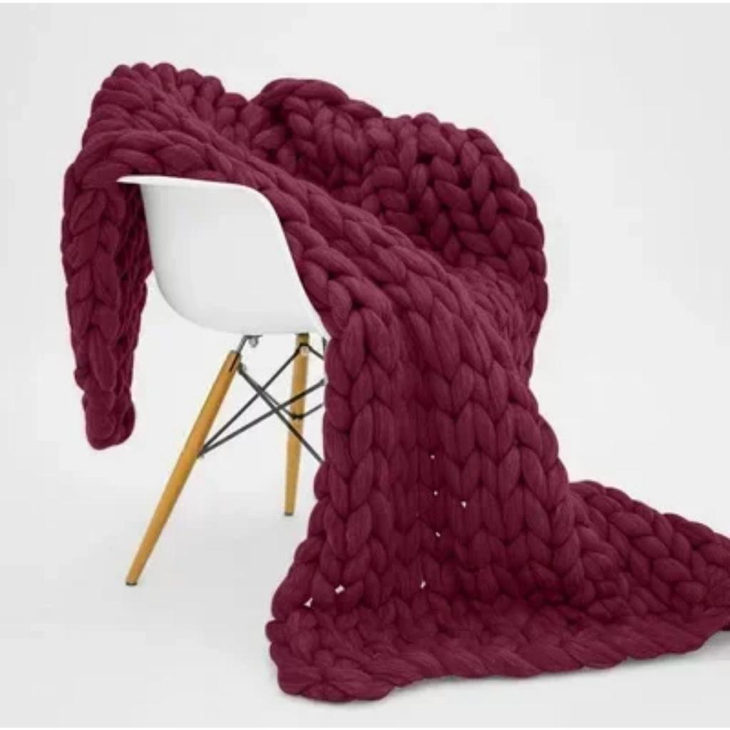 Knitted Handmade Warm Soft Large Coarse Woolen Blanket Pretty Gift For Winter Bed Sofa Girl All Season Sleeping Bag