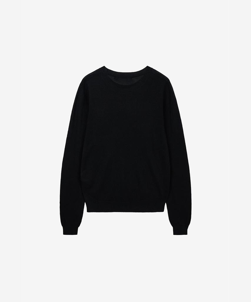 ZIOSONGZIO Silk Blend Whole Garment Crew Neck Black Zi2Kt202Bk