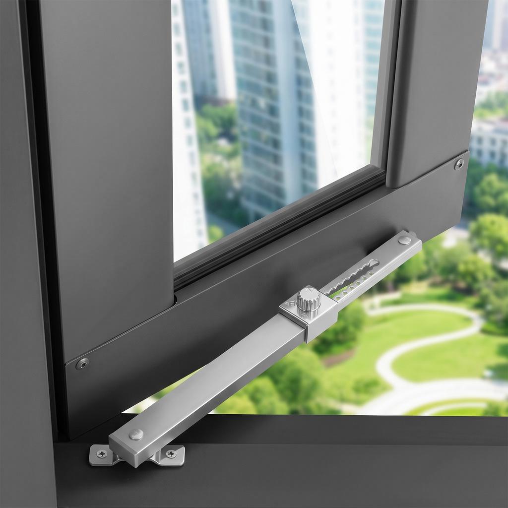 Window Wind Brace Stay 17-Position Lock Adjustable Casement Limiter 182-291mm Stainless Steel Aluminum Alloy for Casement Window