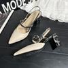 Летняя Новая Обувь 2026 для Женщин Туфли-лодочки Элегантные Массивные Высокие Каблуки Острый Носок Однотонные Женские Туфли Женские Сандалии Zapatillas Mujer