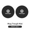 2Pcs Car Leather/Carbon Fiber Water Cup Coasters Anti-Slip Pads For VW Passat Golf Tiguan Polo Scirocco Jetta CC Touareg Touran QO9