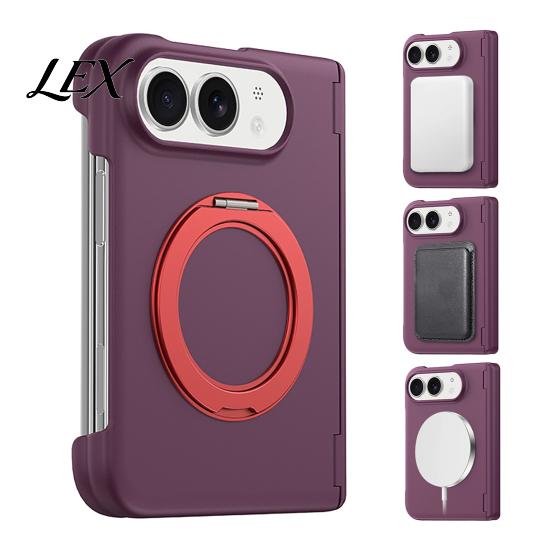 Drop Resistant Phone Accessory Magnetic Folding Case for IPhoneDuo, Hands Free Viewing with 360 Degree Rotating Ring Holder Stand, Shockproof