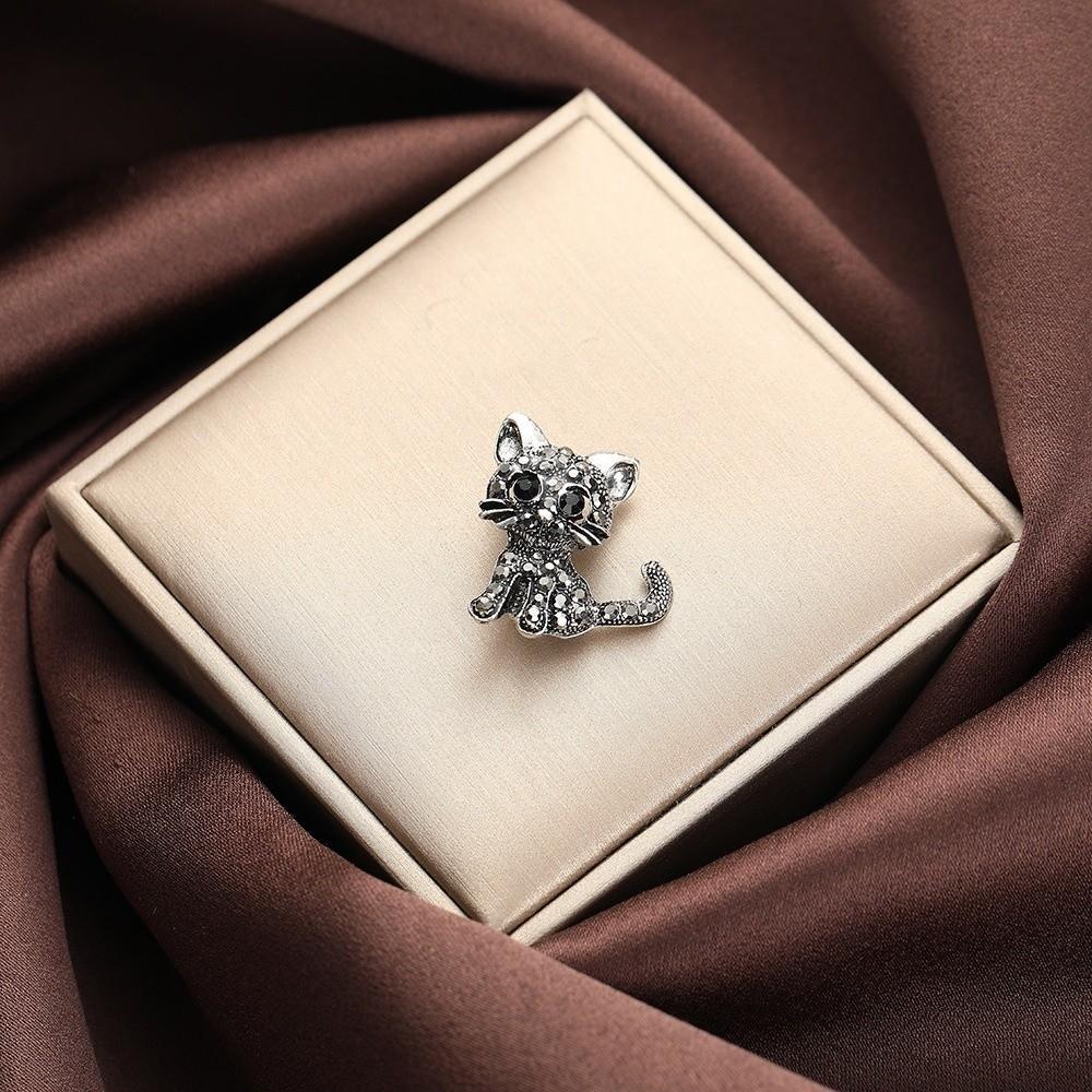 Clothing Accessories Crystal Cat Brooches Cute Vintage Brooches Lapel Pins Cat Badge Pins Gift