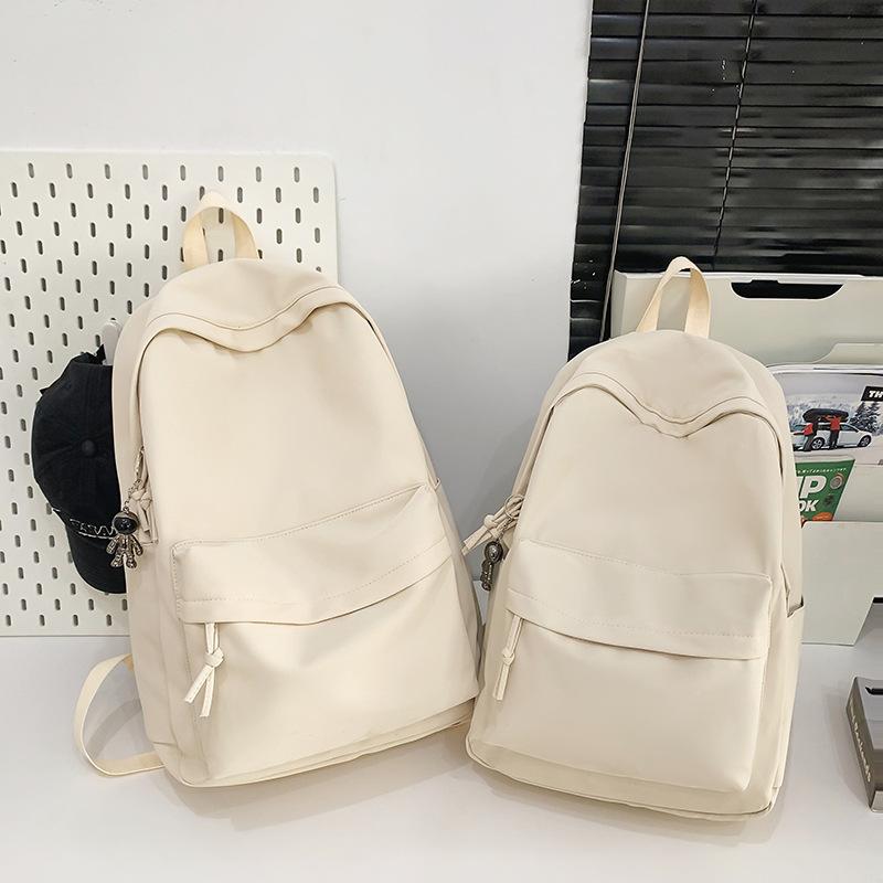 Large Capacity Backpack Male And Female College Students Simple Backpack Solid Color Texture High Value Student Schoolbag