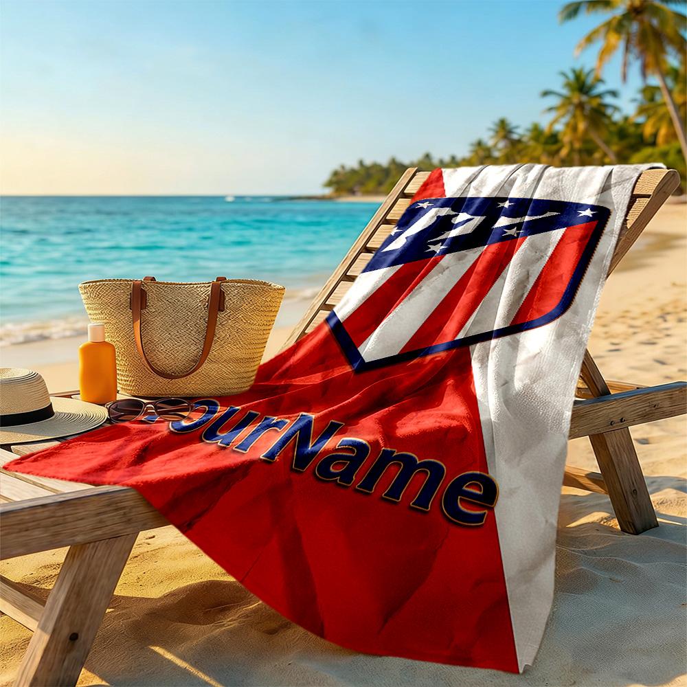 Atletico Madrid Customizable Name Beach Towel Soft Durable Quick-Dry Suitable for Sports Travel Swimming Yoga Bathroom Beach And Pool
