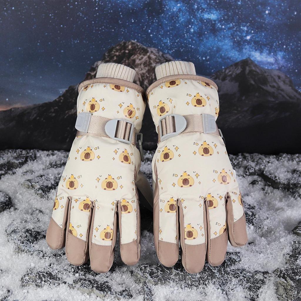 Capybara Kids' Winter Ski Gloves - Waterproof, Windproof, Warm, for Boys, Girls, and Teens