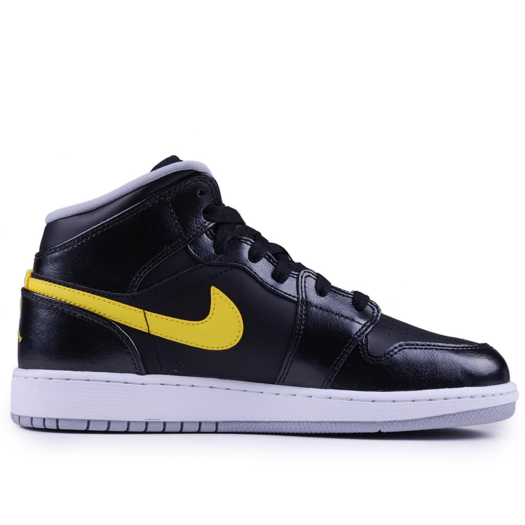 Jordan Air Jordan 1 Амортизация, Износостойкие Высокие Винтажные Баскетбольные Кроссовки Мужские Черно-Желтые 554724-070