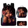 Kids Cartoon Backpack Girls Boys Large Capacity School Bag With Padded Straps Oxford Fabric 3-Piece Set