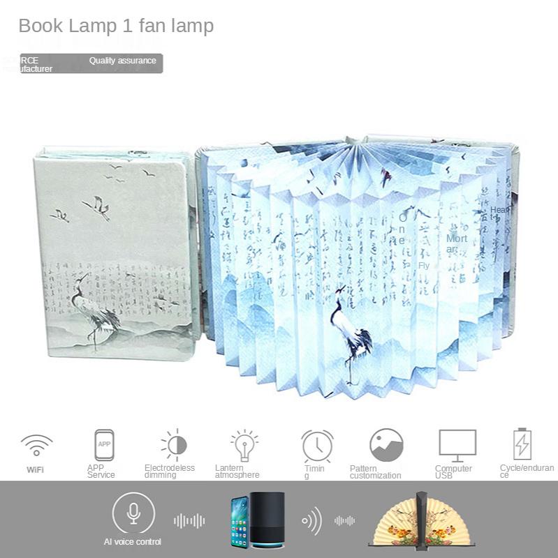 Умная лампа для чтения, новинка, креативный голосовой WiFi-пульт дистанционного управления, подарочный экран, веерообразный настольный декор, маленькая ночная настольная лампа для чтения