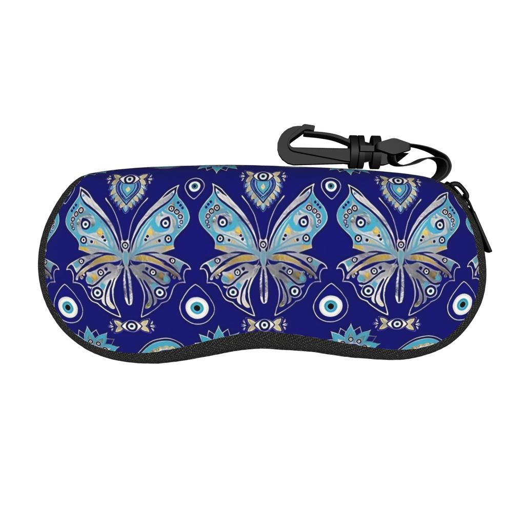 Butterfly Evil Eye Ornament Glasses Case Cover Zip Sunglasses Case Classic Daily Eyeglass Protector Unisex Eyewear Accessory