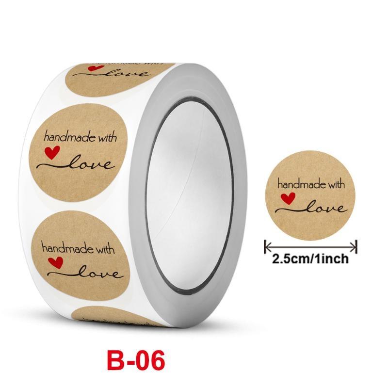 500Pcs/Roll Kraft Paper Thank You Stickers With Assorted Designs Strong Adhesive For Small Business Packaging Gift Wrapping