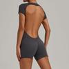 European & American Backless Peach Hip Tight Yoga One-Piece - Short Sleeve for Dance, Fitness & Sports