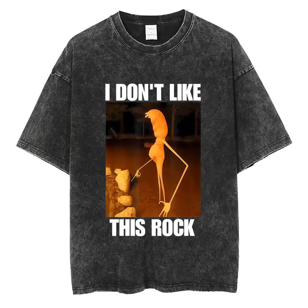 Washed Vintage Marcus The Worm Funny Meme Tshirt I Dont Like This Rock Tshirts Men Womens Casual Oversized Cotton T Shirts