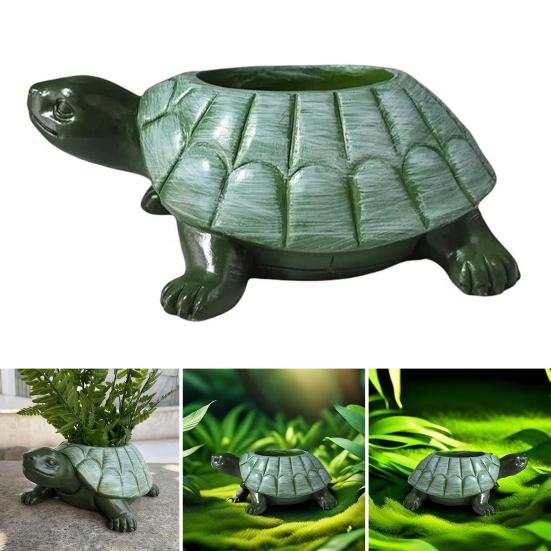 Turtle Planter Pot Resin Tortoise Flowerpot Animal Statue Indoor Outdoor Succulent Plants Container Home Balcony Garden Desktop Decoration