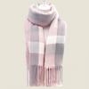 Contrast Color Knitted Wool Scarf Cold-proof Long Neckscarf with Tassel Classic Plaid Scarf  Women